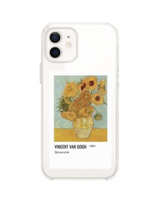 Etui do iPhone 12 przeźroczyste, silikonowe Flexi, słoneczniki Van Gogh
