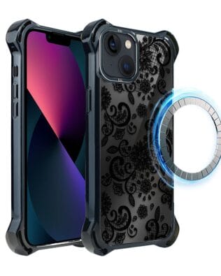 Etui do iPhone 13 IBIZU DropGuard Ultra z MagSafe, Midnight, Koronkowa czerń