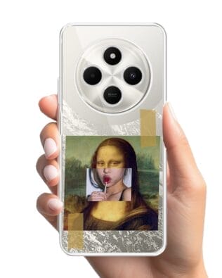 Etui do Xiaomi POCO C75 przeźroczyste, silikonowe Flexi, Mona Lisa z lizakiem