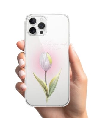 Etui do iPhone 12 Pro przeźroczyste, silikonowe Flexi, kwiaty, tulipan