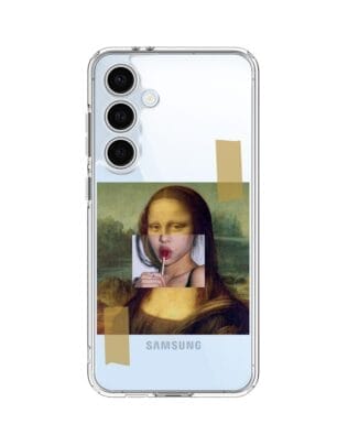 Etui do Samsung Galaxy S24 FE przeźroczyste, silikonowe Flexi, Mona Lisa z lizakiem