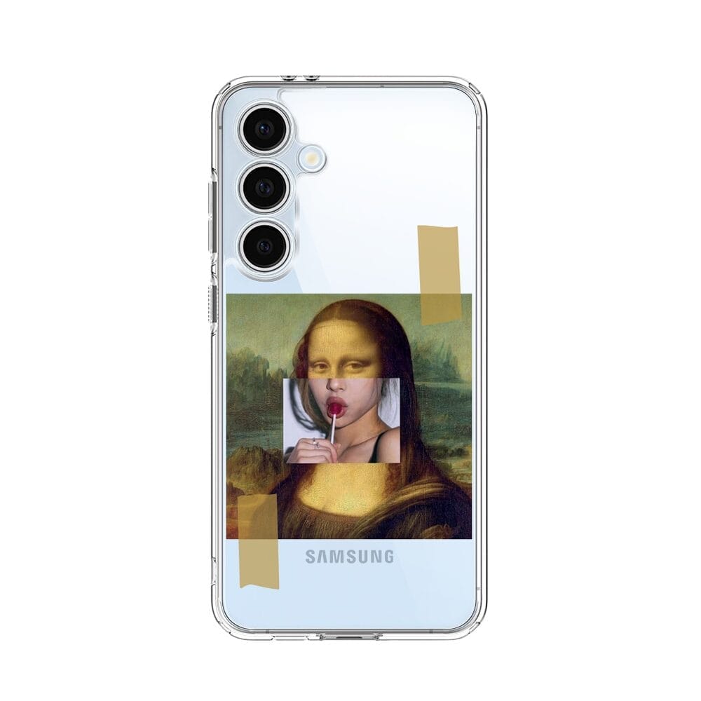 Etui do Samsung Galaxy S24 FE przeźroczyste, silikonowe Flexi, Mona Lisa z lizakiem