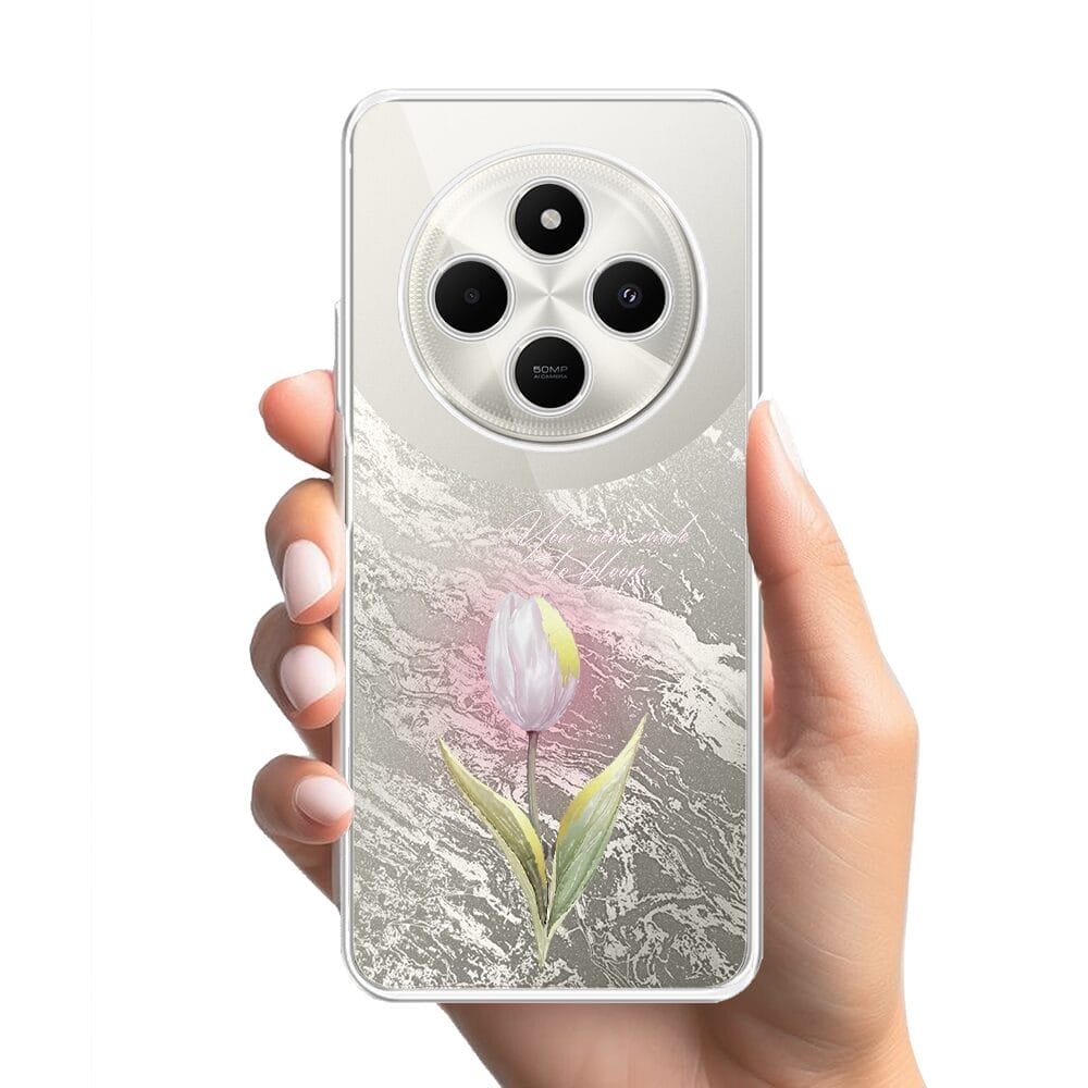 Etui do Xiaomi POCO C75 przeźroczyste, silikonowe Flexi, kwiaty, tulipan - obrazek 2