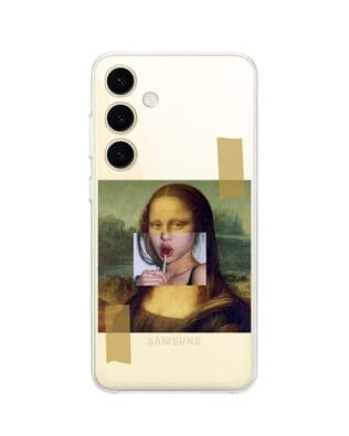 Etui do Samsung Galaxy S24 Plus przeźroczyste, silikonowe Flexi, Mona Lisa z lizakiem