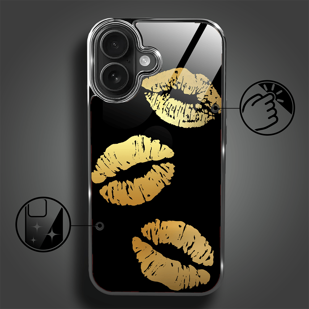 Etui do iPhone 16 IBIZU Elite Glass z MagSafe Golden Midnight, Usta, czarne - obrazek 2