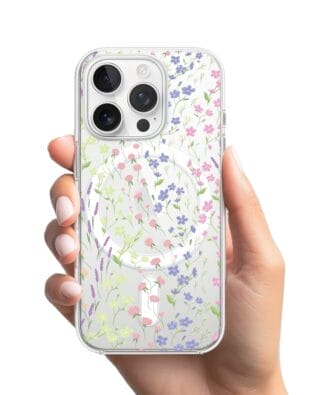 Etui do iPhone 13 Pro Max z MagSafe przeźroczyste, silikonowe Flexi, kwiaty polne