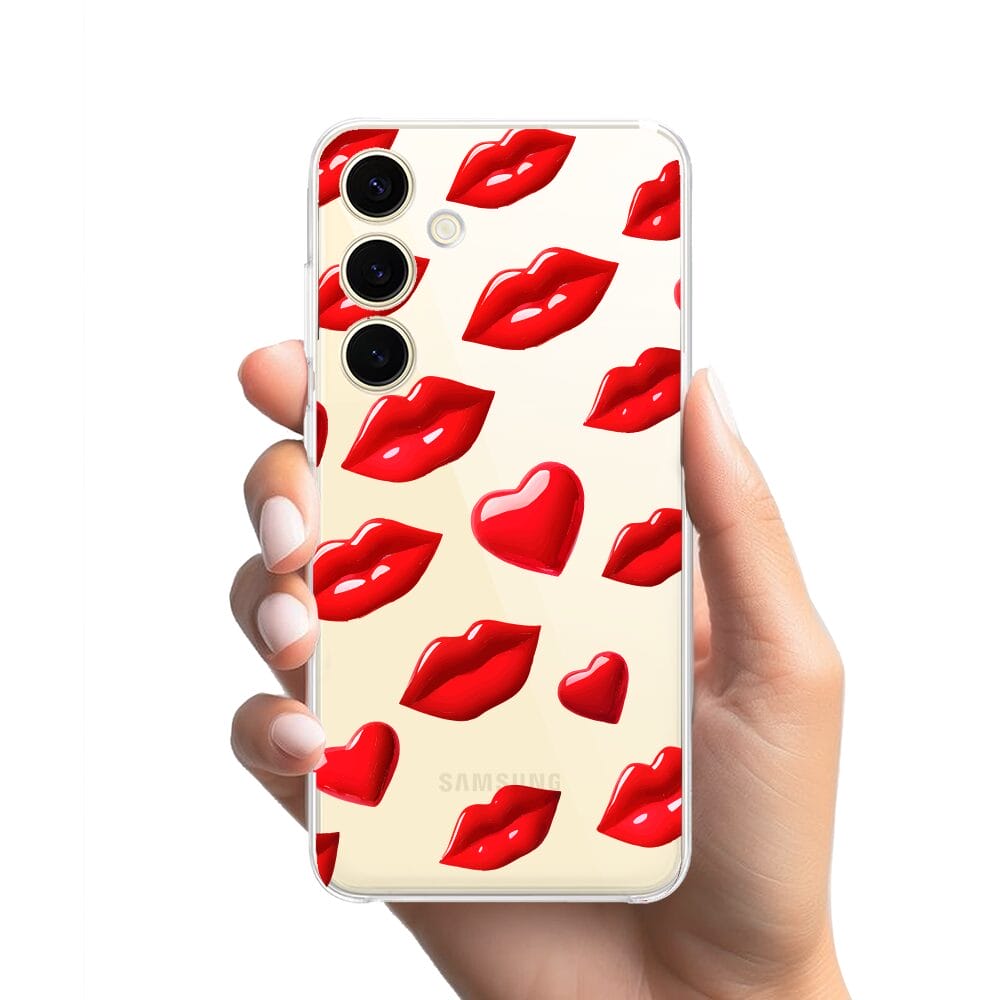 Etui do Samsung Galaxy S24 przeźroczyste, silikonowe Flexi, czerwone usta - obrazek 2