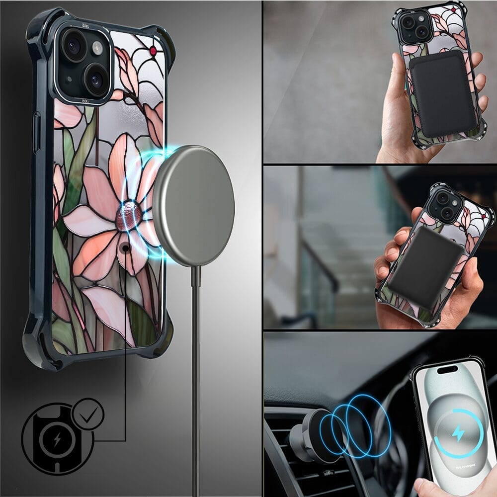 Etui do iPhone 15 IBIZU DropGuard Ultra z MagSafe, Barwy Szkła, Różowa magnolia - obrazek 8