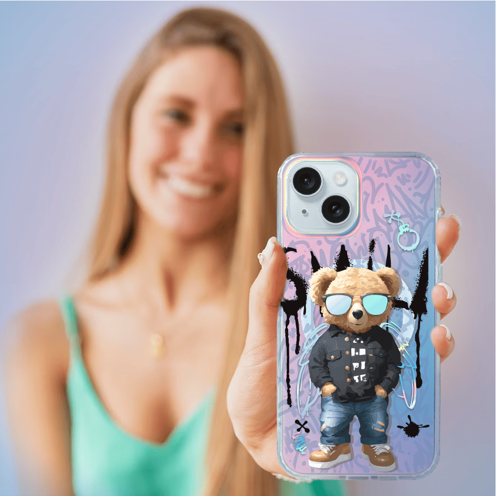 Etui do iPhone 15 Plus IBIZU California Sunset z MagSafe, zmieniające kolor, Graffiti Boy, artystyczny miś - obrazek 5