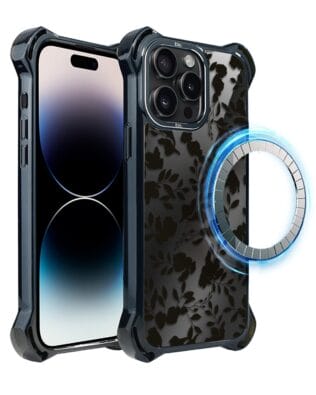 Etui do iPhone 14 Pro IBIZU DropGuard Ultra z MagSafe, Midnight, Cienie liści