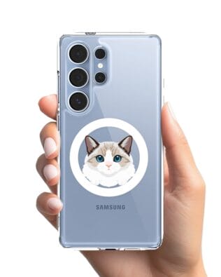 Etui do Samsung Galaxy S25 Ultra z MagSafe przeźroczyste, silikonowe Flexi, kot birmański