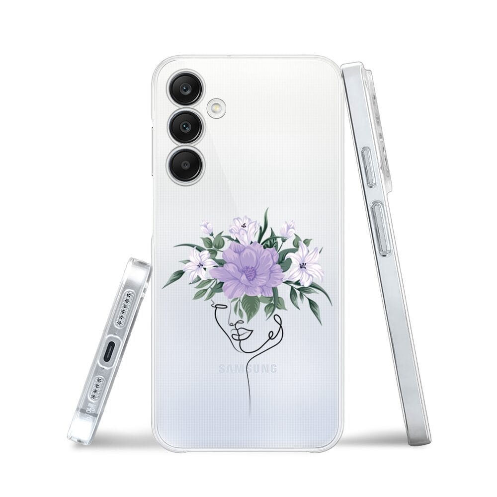 Etui do Samsung Galaxy A25 5G przeźroczyste, silikonowe Flexi, kobieta z kwiatami - obrazek 2