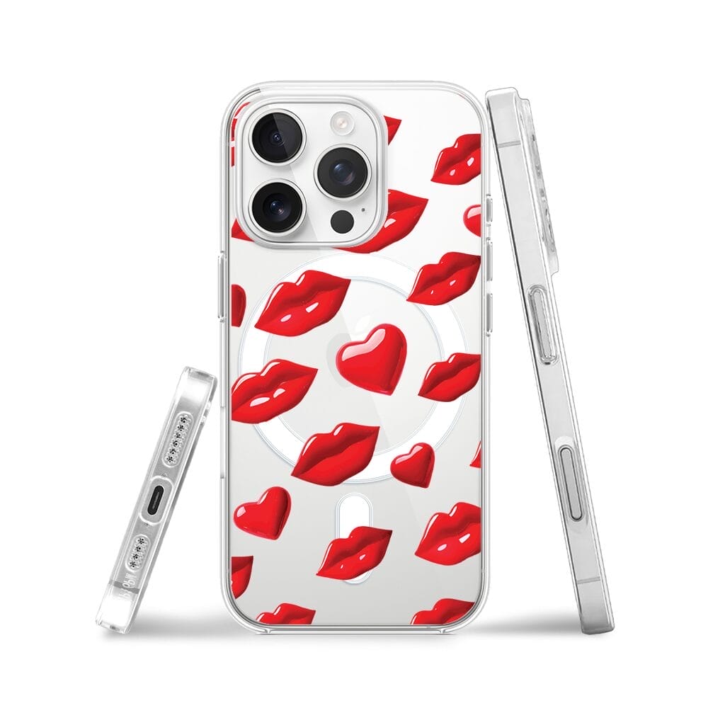Etui do iPhone 16 Pro Max z MagSafe przeźroczyste, silikonowe Flexi, czerwone usta - obrazek 3