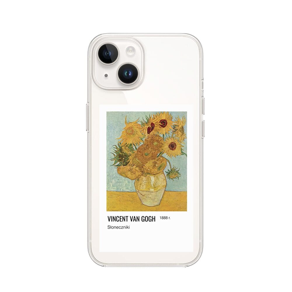 Etui do iPhone 13 Mini przeźroczyste, silikonowe Flexi, słoneczniki Van Gogh