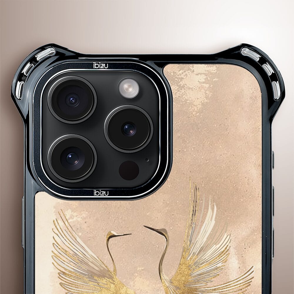 Etui do iPhone 14 Pro IBIZU DropGuard Ultra z MagSafe, Boho, Złote żurawie - obrazek 5