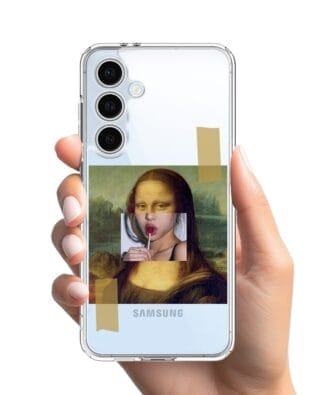 Etui do Samsung Galaxy S24 FE przeźroczyste, silikonowe Flexi, Mona Lisa z lizakiem