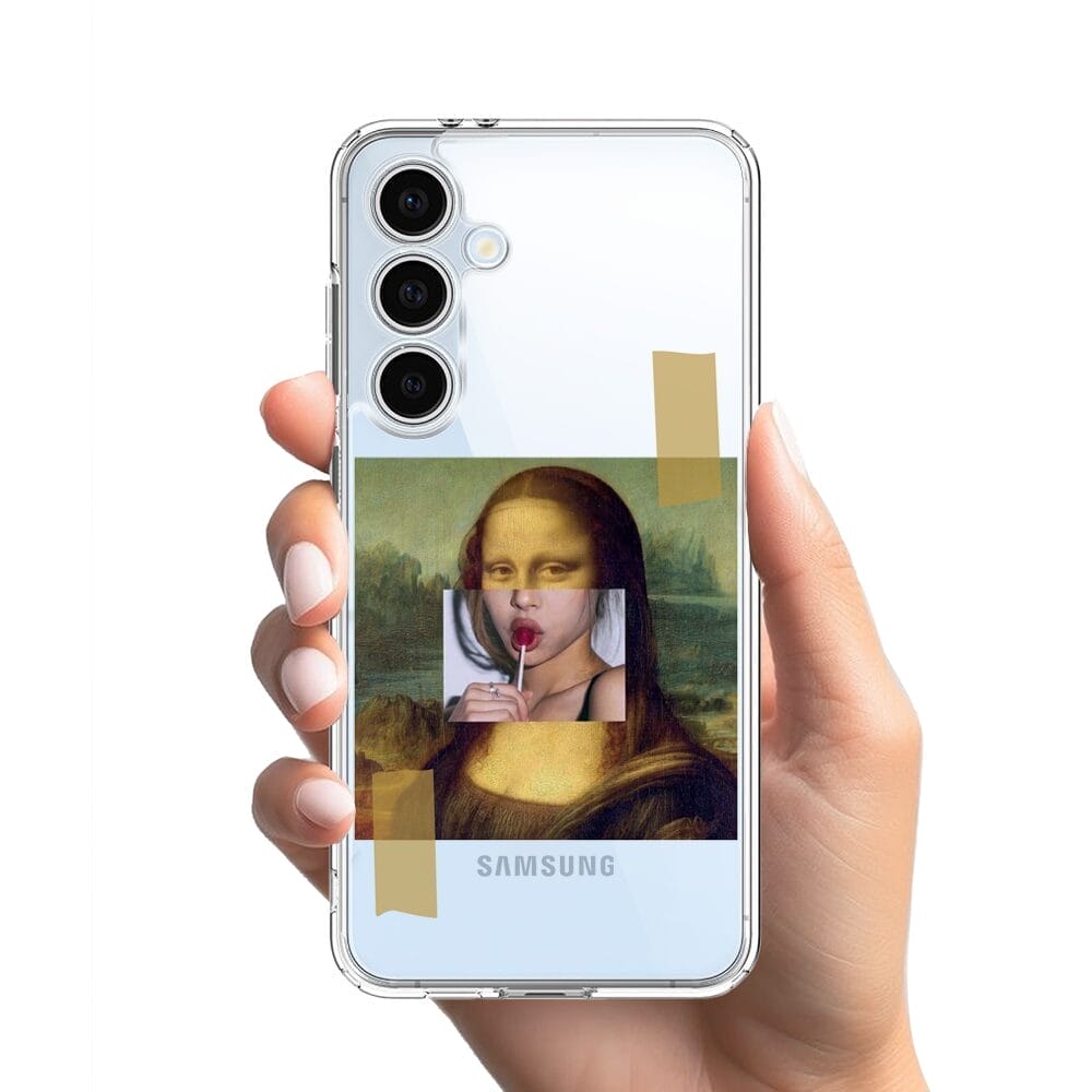 Etui do Samsung Galaxy S24 FE przeźroczyste, silikonowe Flexi, Mona Lisa z lizakiem - obrazek 2