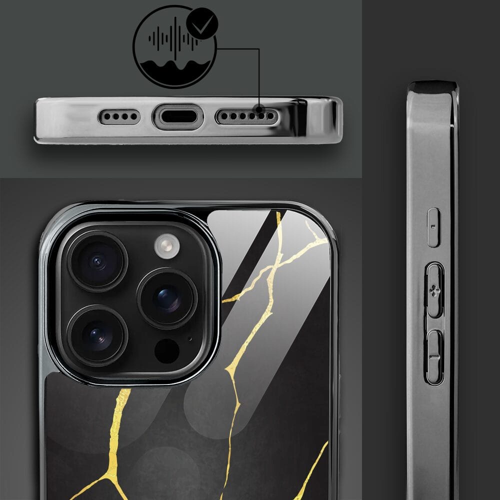 Etui do iPhone 16 Pro IBIZU Elite Glass z MagSafe, Kintsugi, czarna porcelana, czarne - obrazek 7