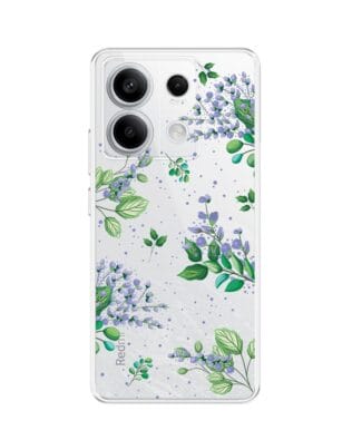 Etui do Xiaomi Redmi Note 13 Pro 5G przeźroczyste, silikonowe Flexi, fioletowe kwiatki