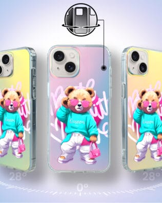 Etui do iPhone 14 IBIZU California Sunset z MagSafe, zmieniające kolor, Pink Queen, stylowy miś