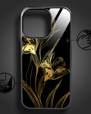 Etui do iPhone 16 Pro Max IBIZU Elite Glass z MagSafe Golden Midnight, Królewskie irysy, czarne