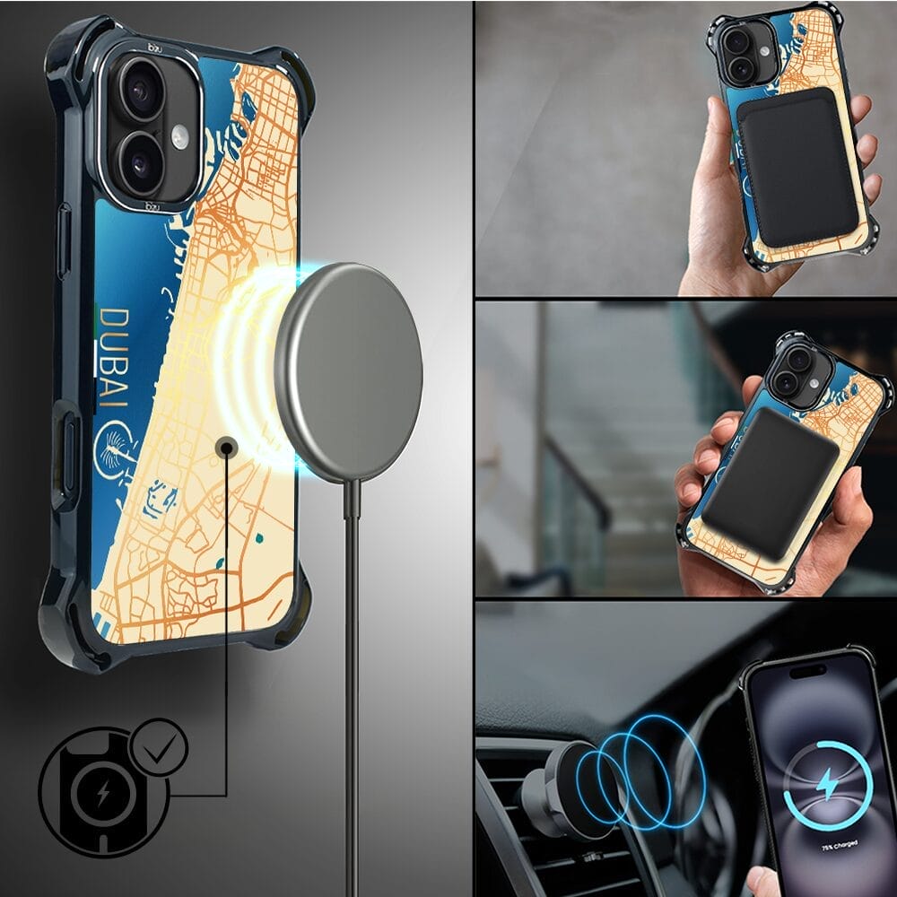 Etui do iPhone 16 IBIZU DropGuard Ultra z MagSafe, mapy świata, Dubai - obrazek 8