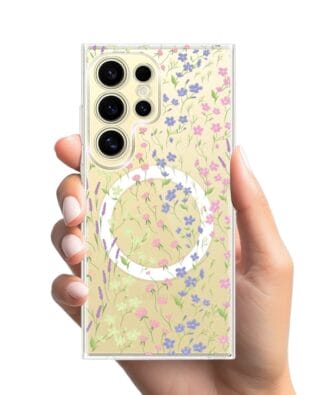 Etui do Samsung Galaxy S24 Ultra z MagSafe przeźroczyste, silikonowe Flexi, kwiaty polne