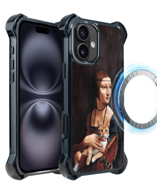Etui iPhone 16 Plus IBIZU DropGuard Ultra z MagSafe, Leonardo Da Vinci, dama z kotem