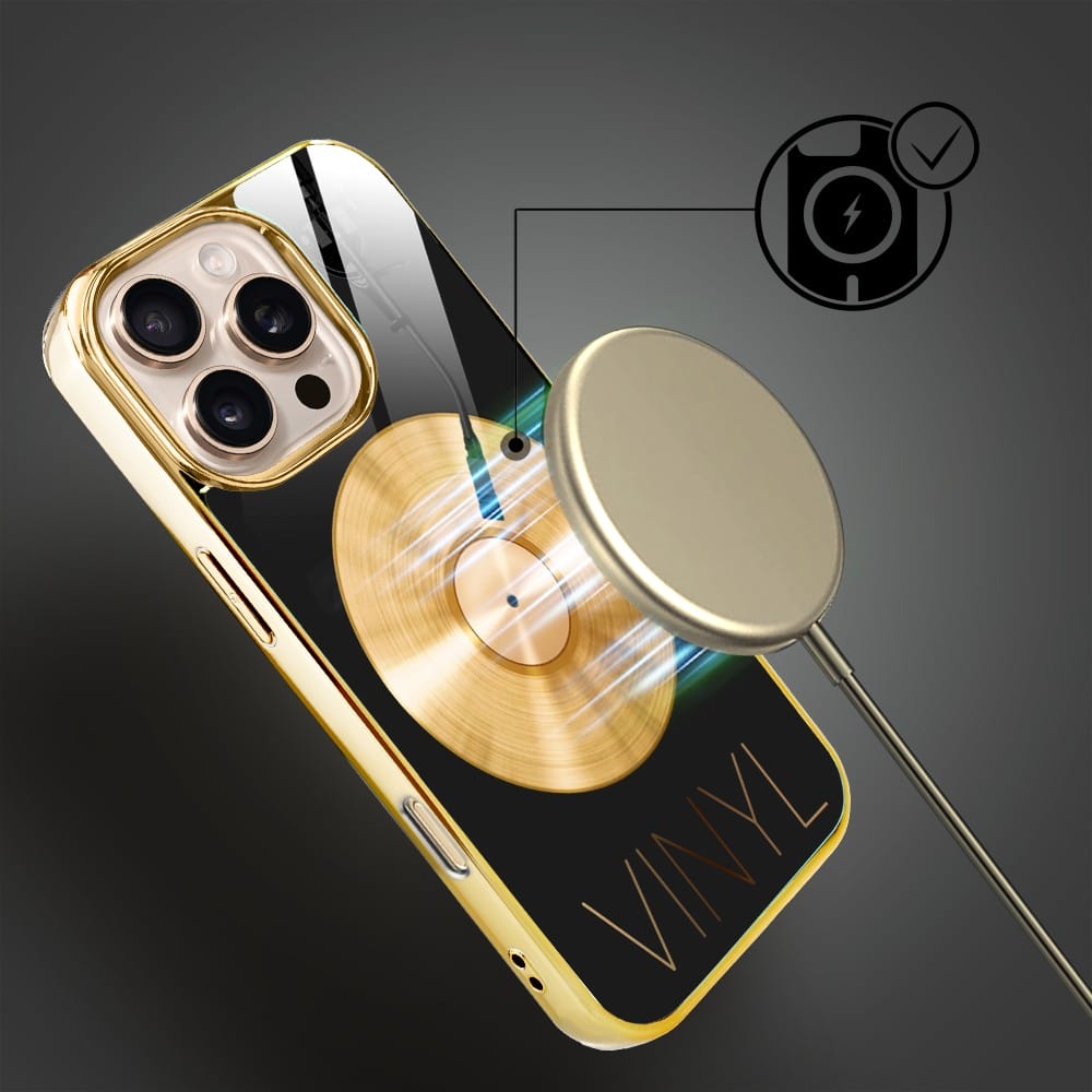 Etui do iPhone 16 Pro IBIZU Elite Glass z MagSafe Golden Midnight, Vinyl Lux, złote - obrazek 7