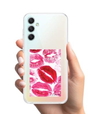 Etui do Samsung Galaxy A34 5G przeźroczyste, silikonowe Flexi, pocałunki z napisem „love”