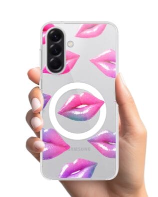 Etui do Samsung Galaxy A56 5G z MagSafe przeźroczyste, silikonowe Flexi, hologramowe usta