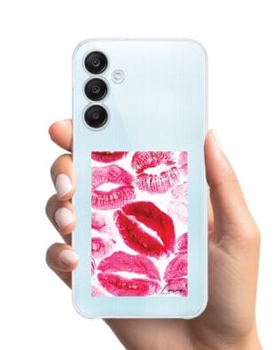 Etui do Samsung Galaxy M35 5G przeźroczyste, silikonowe Flexi, pocałunki z napisem „love”