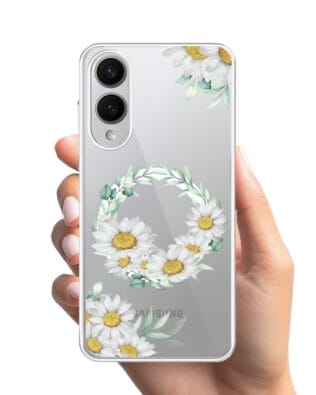 Etui do Samsung Galaxy S25 Edge z MagSafe przeźroczyste, silikonowe Flexi, wianek stokrotek