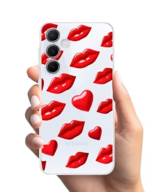 Etui do Samsung Galaxy A35 5G przeźroczyste, silikonowe Flexi, czerwone usta
