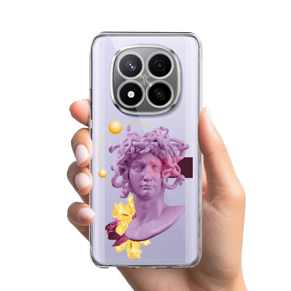 Etui do Xiaomi Redmi Note 14 Pro 4G przeźroczyste, silikonowe Flexi, antyczna figura, meduza - obrazek 2