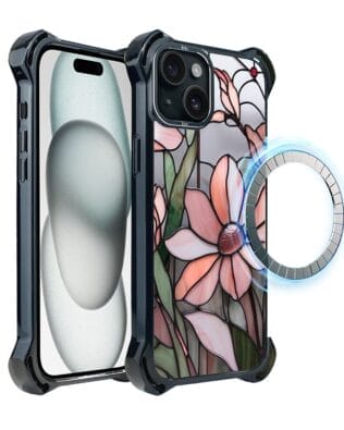 Etui do iPhone 15 IBIZU DropGuard Ultra z MagSafe, Barwy Szkła, Różowa magnolia