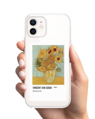 Etui do iPhone 12 przeźroczyste, silikonowe Flexi, słoneczniki Van Gogh