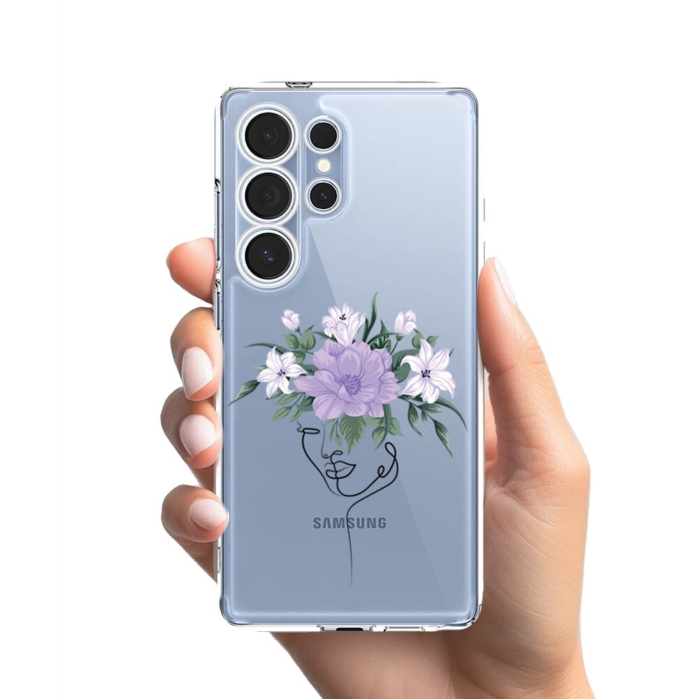 Etui do Samsung Galaxy S25 Ultra przeźroczyste, silikonowe Flexi, kobieta z kwiatami - obrazek 2