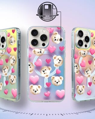 Etui do iPhone 15 Pro Max IBIZU California Sunset z MagSafe, zmieniające kolor, Love Mood, miś i serduszka