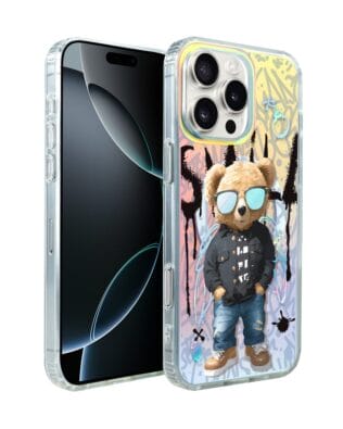 Etui do iPhone 16 Pro IBIZU California Sunset z MagSafe, zmieniające kolor, Graffiti Boy, artystyczny miś