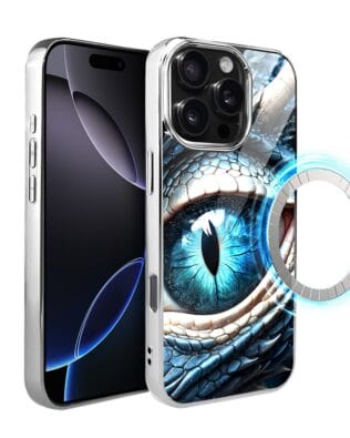 Etui do iPhone 16 Pro Max IBIZU Elite Glass z MagSafe Magia Azji oko lodowego smoka, srebrne