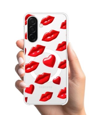 Etui do Samsung Galaxy A26 5G z MagSafe przeźroczyste, silikonowe Flexi, czerwone usta