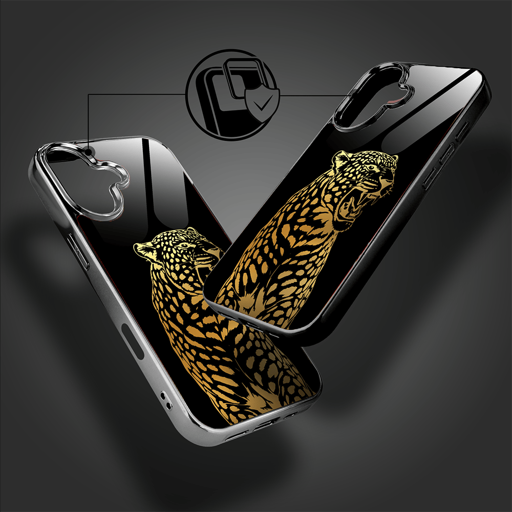 Etui do iPhone 16 IBIZU Elite Glass z MagSafe Golden Midnight, Ryczący Jaguar, czarne - obrazek 4