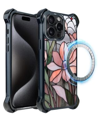 Etui do iPhone 15 Pro IBIZU DropGuard Ultra z MagSafe, Barwy Szkła, Różowa magnolia