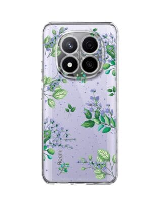 Etui do Xiaomi Redmi Note 14 Pro 4G przeźroczyste, silikonowe Flexi, fioletowe kwiatki