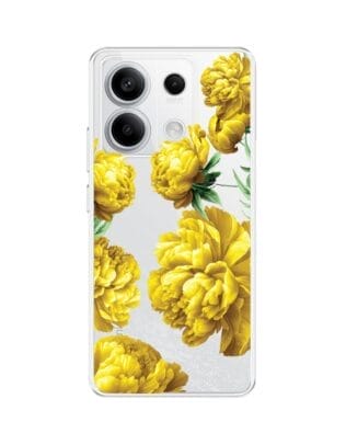 Etui do Xiaomi Redmi Note 13 Pro 5G przeźroczyste, silikonowe Flexi, żółte piwonie