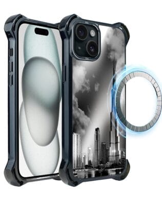 Etui do iPhone 15 Plus IBIZU DropGuard Ultra z MagSafe, Noir City, Burj Khalifa