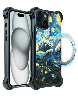 Etui do iPhone 15 Plus IBIZU DropGuard Ultra z MagSafe, Van Gogh, gwieździsta noc