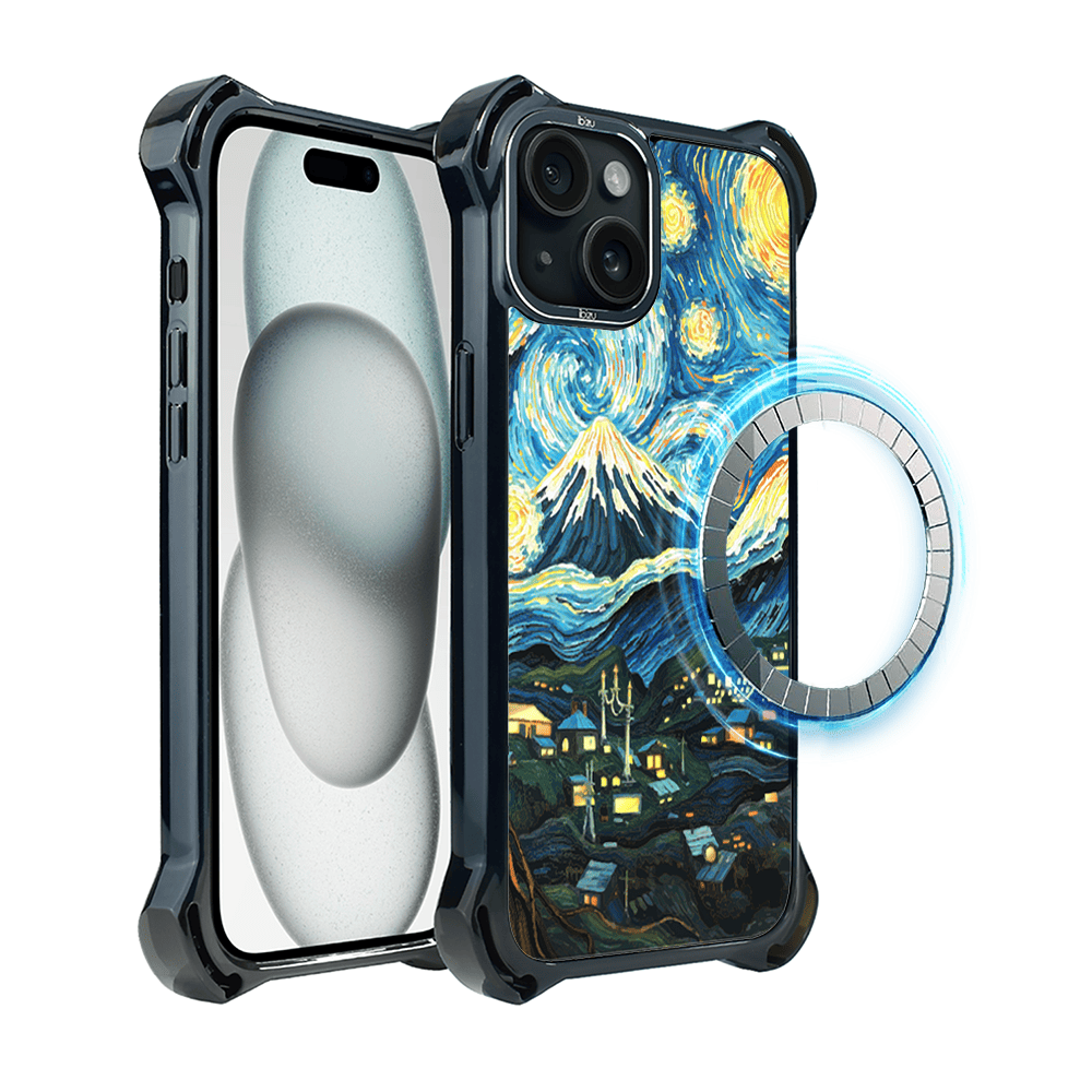 Etui do iPhone 15 Plus IBIZU DropGuard Ultra z MagSafe, Van Gogh, gwieździsta noc