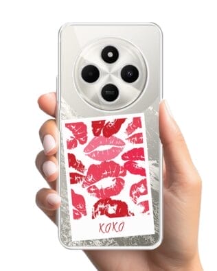 Etui do Xiaomi POCO C75 przeźroczyste, silikonowe Flexi, pocałunki, polaroid